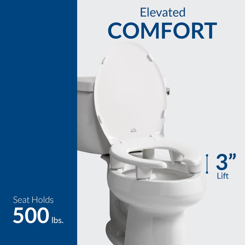 Bemis Steadfast 3" Raised Toilet Seat with Open-Front, Hinges that Never Loosen, Elongated - Image 4